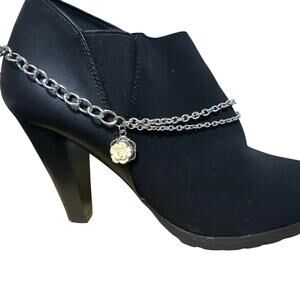 Womens Boot Chain White Roses charms Silver Tone 14” HomeMade Brand New NWT